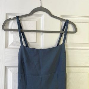 Blue square neck midi dress